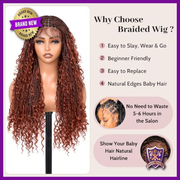 Glueless Full Lace Human Hair Blended Braided Wig Lightweight 30 Inch